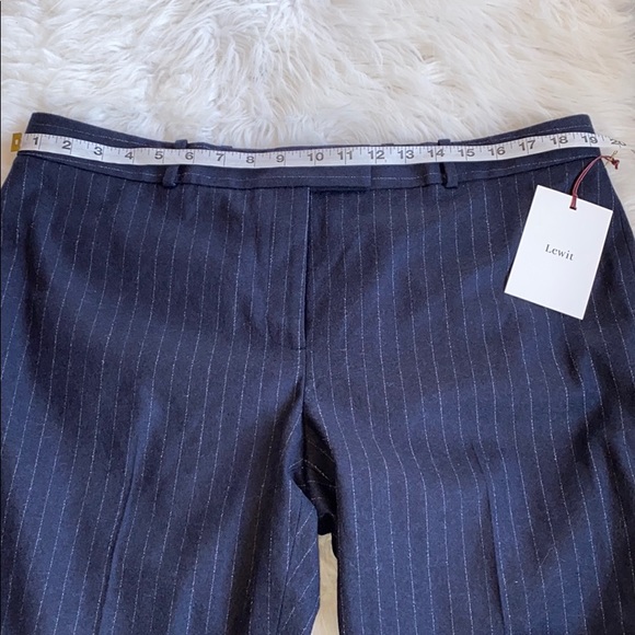 Lewit Navy Chalk Stripe Crop Pant Sz 16 - Picture 7 of 7
